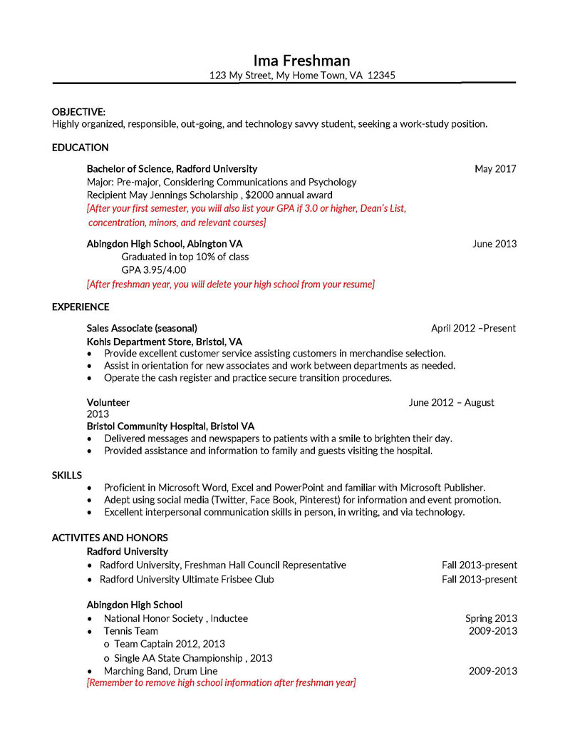 resume for college meaning