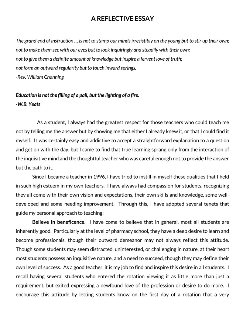 reflection essay 200 words