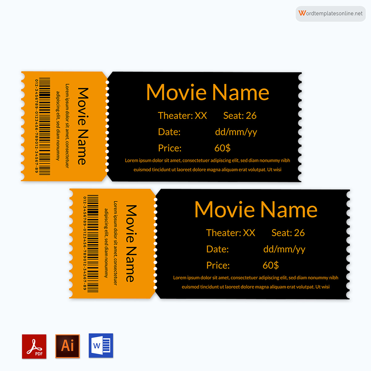 Printable Party Ticket Template 002416 - Template Catalog