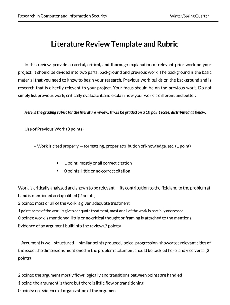 good literature review sample pdf