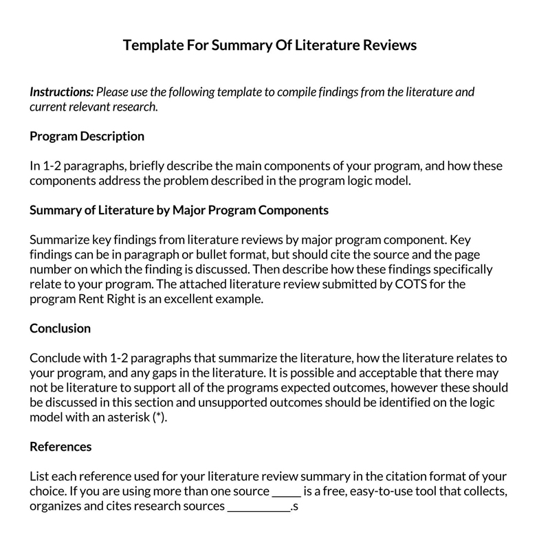 how to start a literature review sample