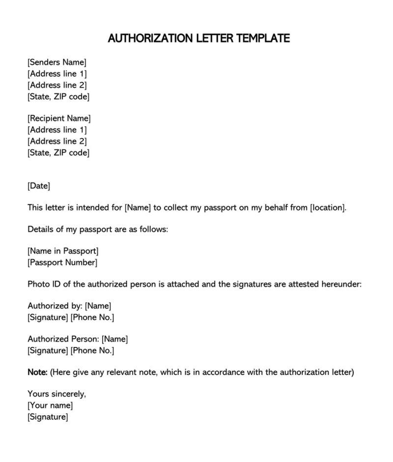Authorization Letter To Collect Passport (Free Templates)