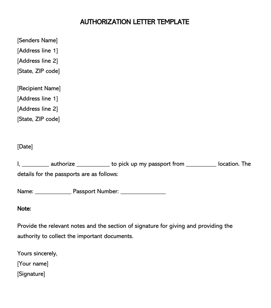 Authorization Letter For Getting Passport