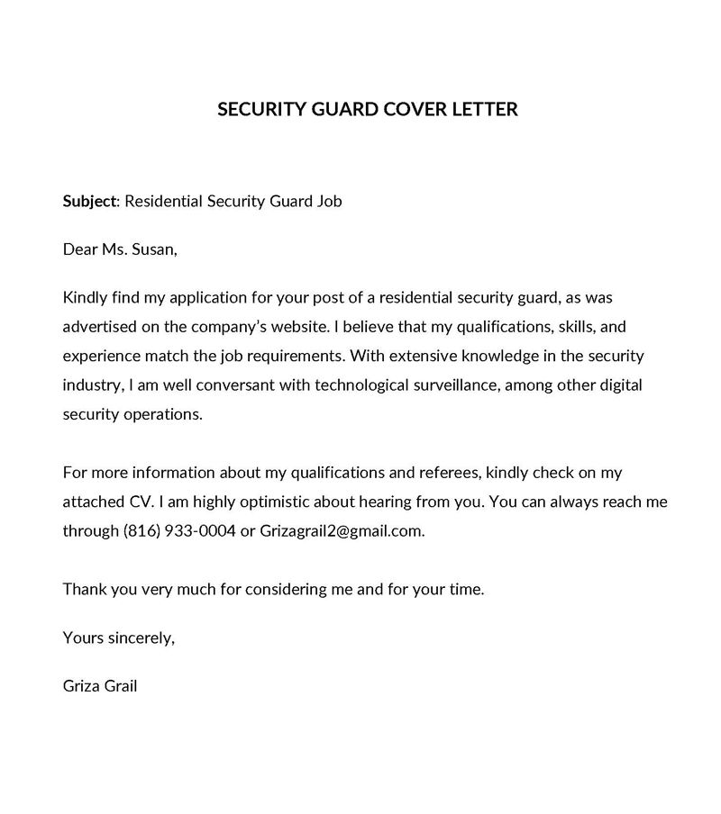 Great Residential Security Guard Cover Letter Sample 02 for Word Document