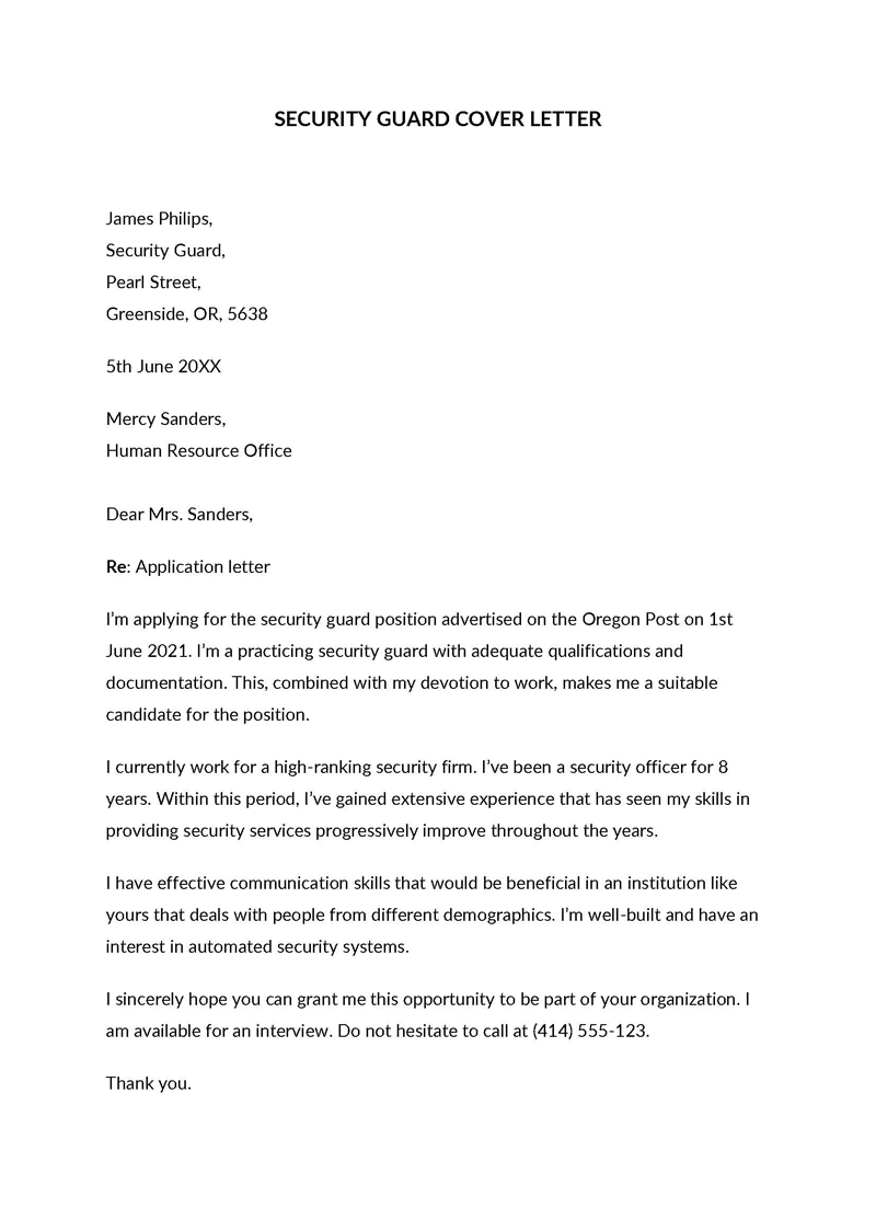 Great Residential Security Guard Cover Letter Sample 06 for Word Document