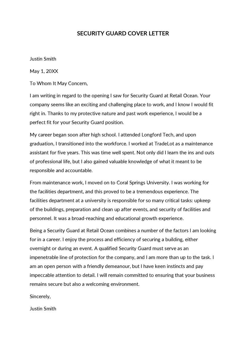 Great Residential Security Guard Cover Letter Sample 05 for Word Document