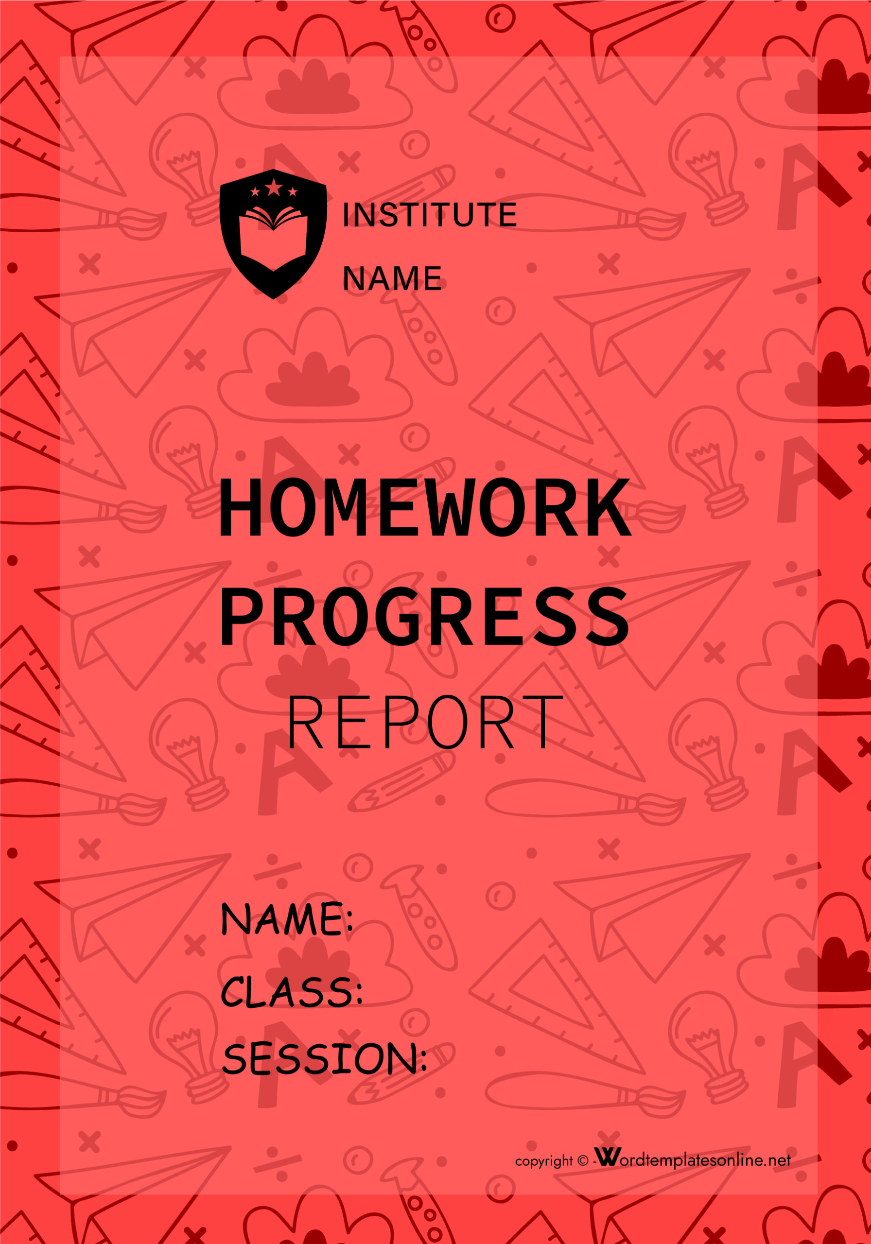 Homework Report Cover Page Illustrator Template - Free Download