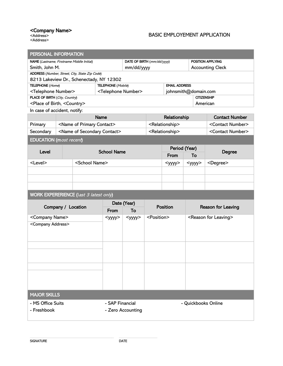 22 free job application forms what to ask samples tips