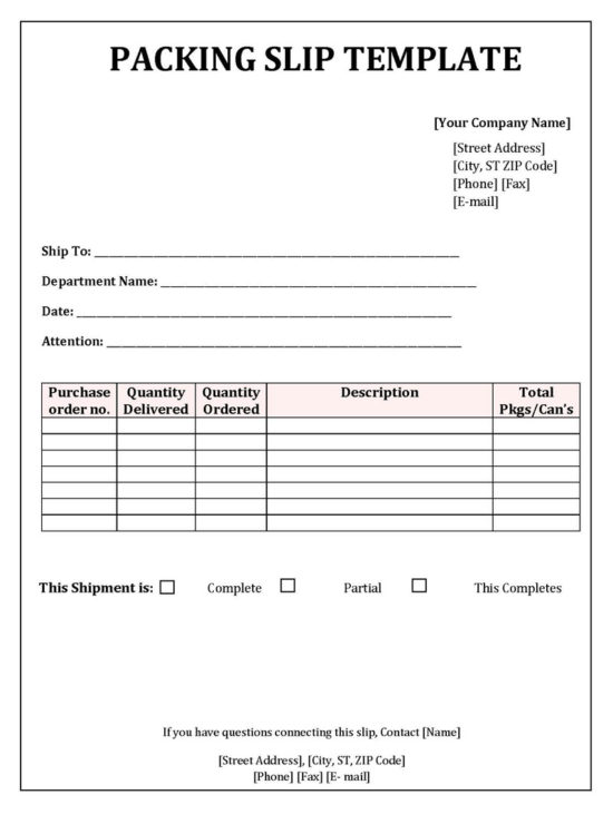 30 Free Packing Slip Templates Editable Word Excel