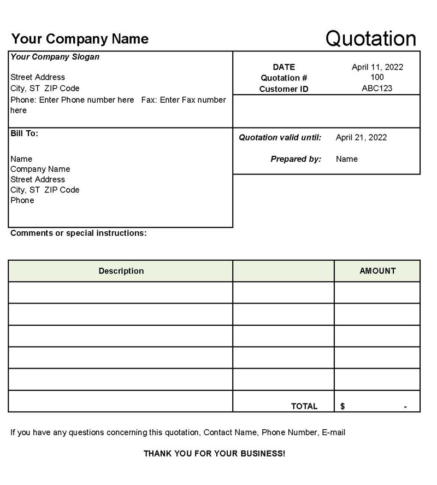 22 Free Price Quote Templates (Word | Excel)