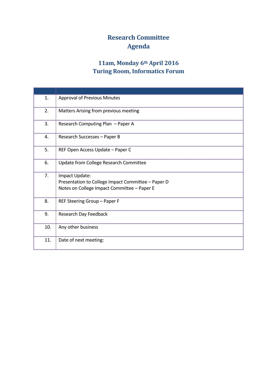 Free Research Committee Agenda Example for Pdf File