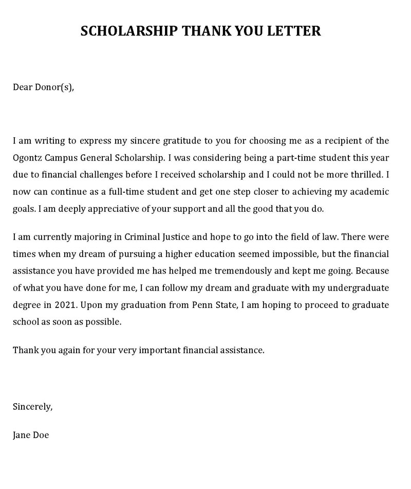 9 Best Scholarship Thank You Letter Examples
