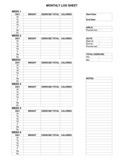 40 Blank Workout Log Sheets & Tracker Templates