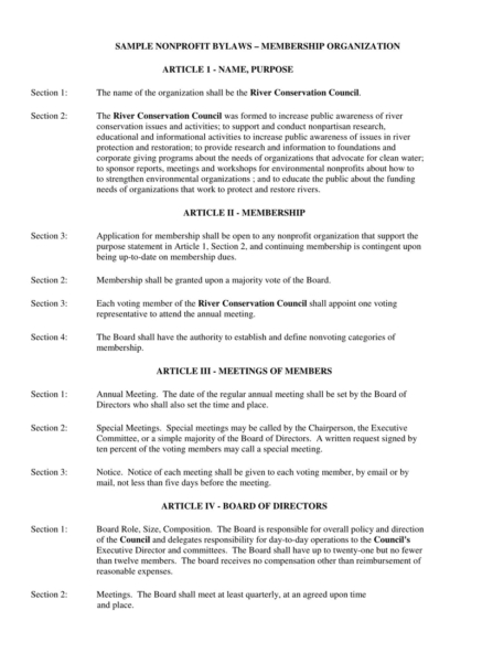 Free Corporate Bylaws Templates Examples