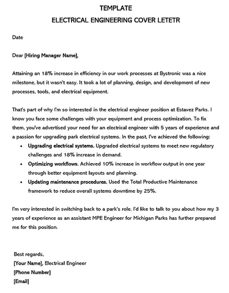 Electrical Engineer Cover Letter Examples & Templates