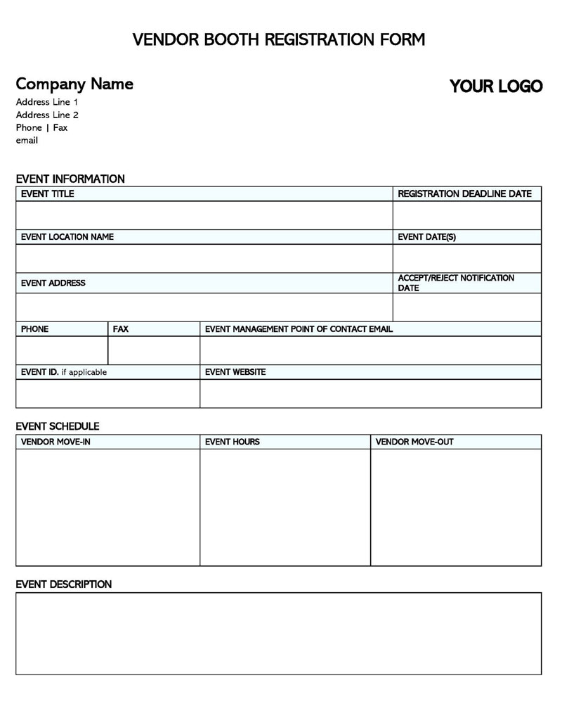Editable Vendor Registration Form Template 02 for Word File