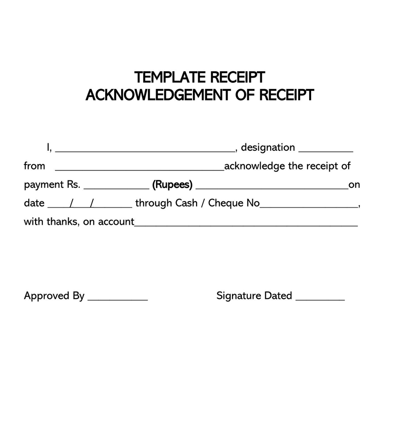 Acknowledgement Receipt And Payment Agreement Template