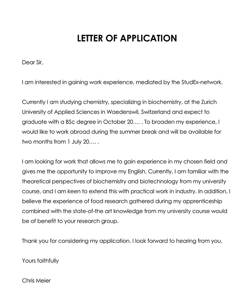 application letter for job abroad