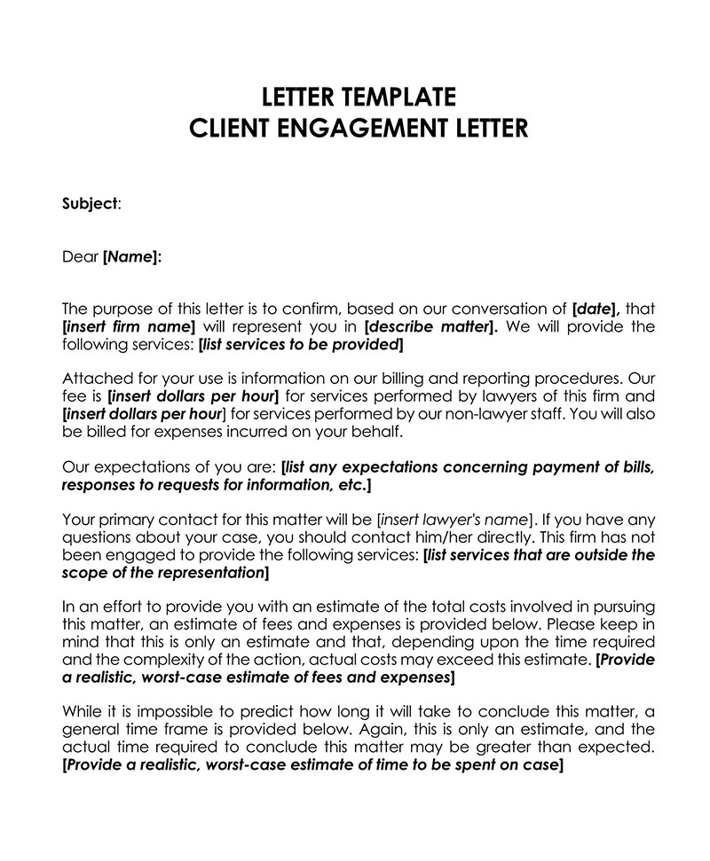 Free Downloadable Client Engagement Letter Sample 10 for Word Document