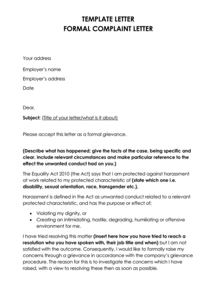 Examples of Formal Complaint Letter (20 Free Templates)