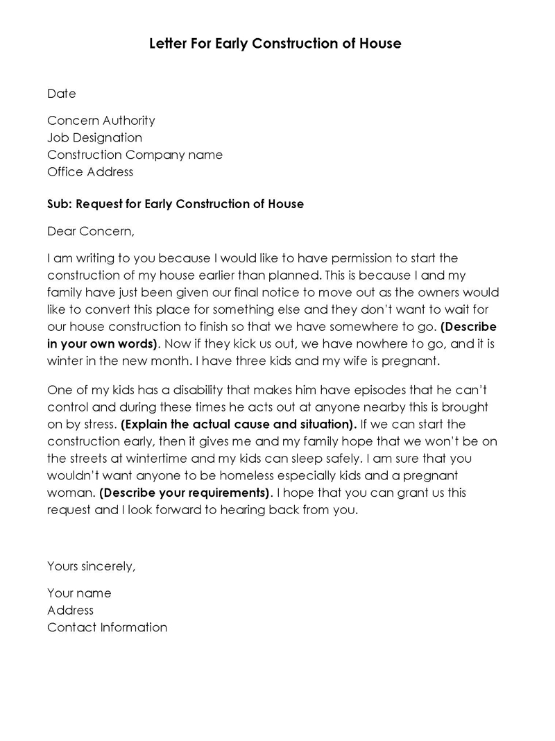 application letter for house repairing