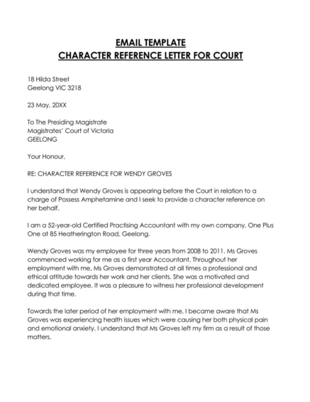 Character Reference Letter for Court (14 Effective Samples)