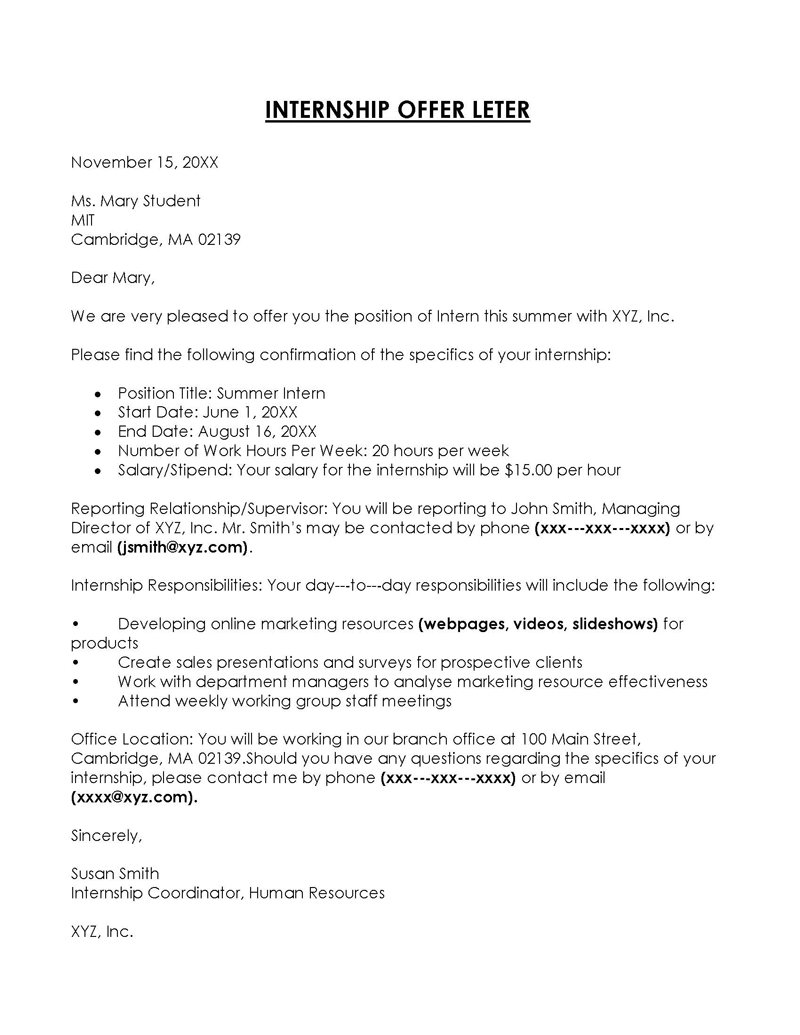 24 Best Internship Offer Letter Examples (Free Templates)