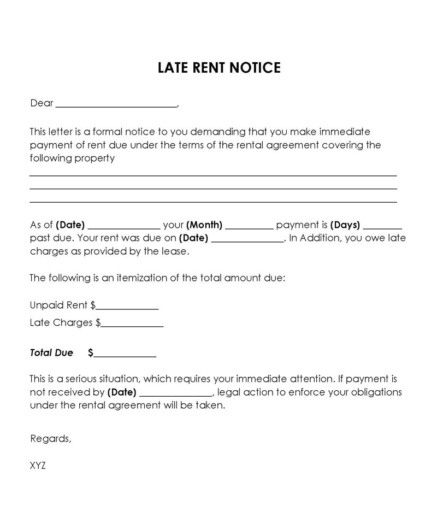 22 Free Late Rent Notice Templates (Polite, Firm)