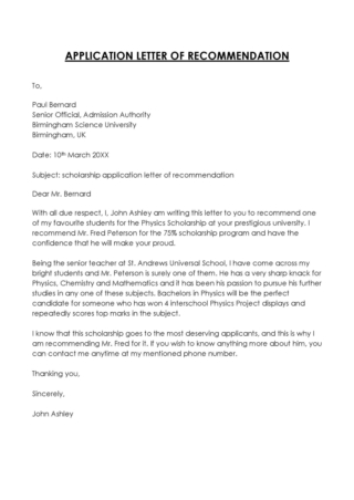 30 Free Letter of Recommendation for Student Templates