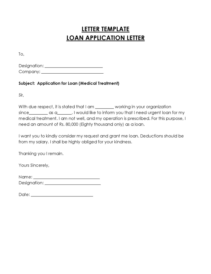application letter for loan deduction