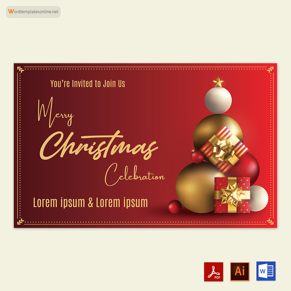 Professional Downloadable Christmas Celebrations Card Template 02 for Adobe and AI Format