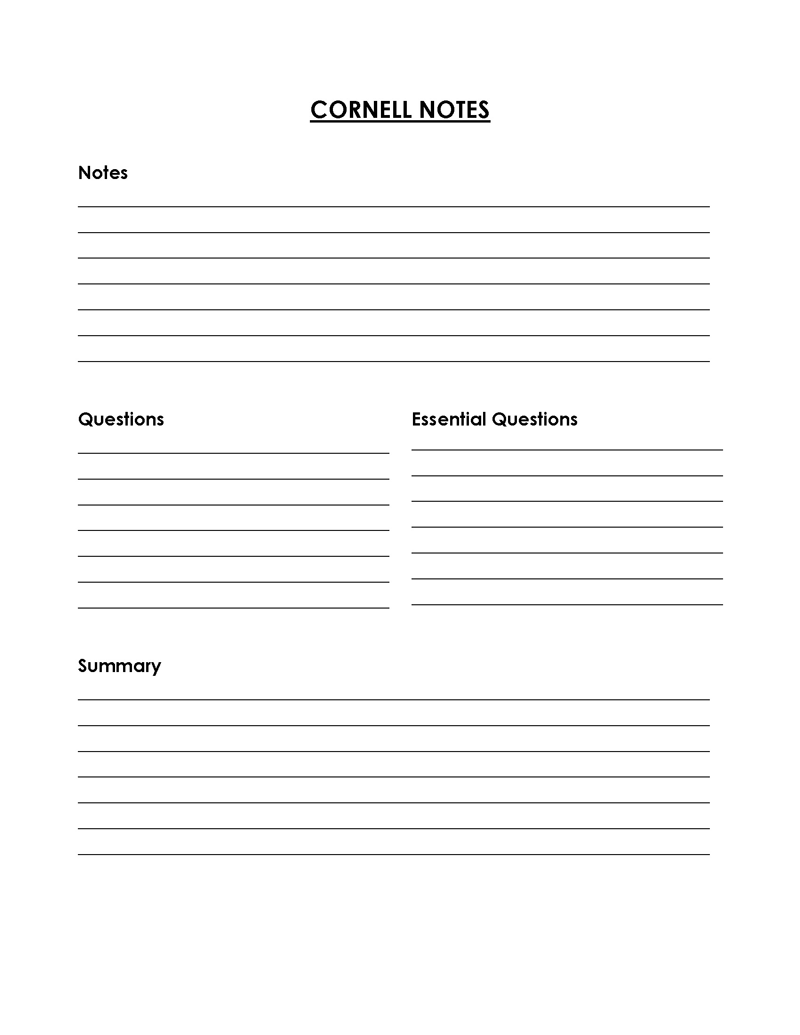 Free Cornell Note Template 40 for Word File
