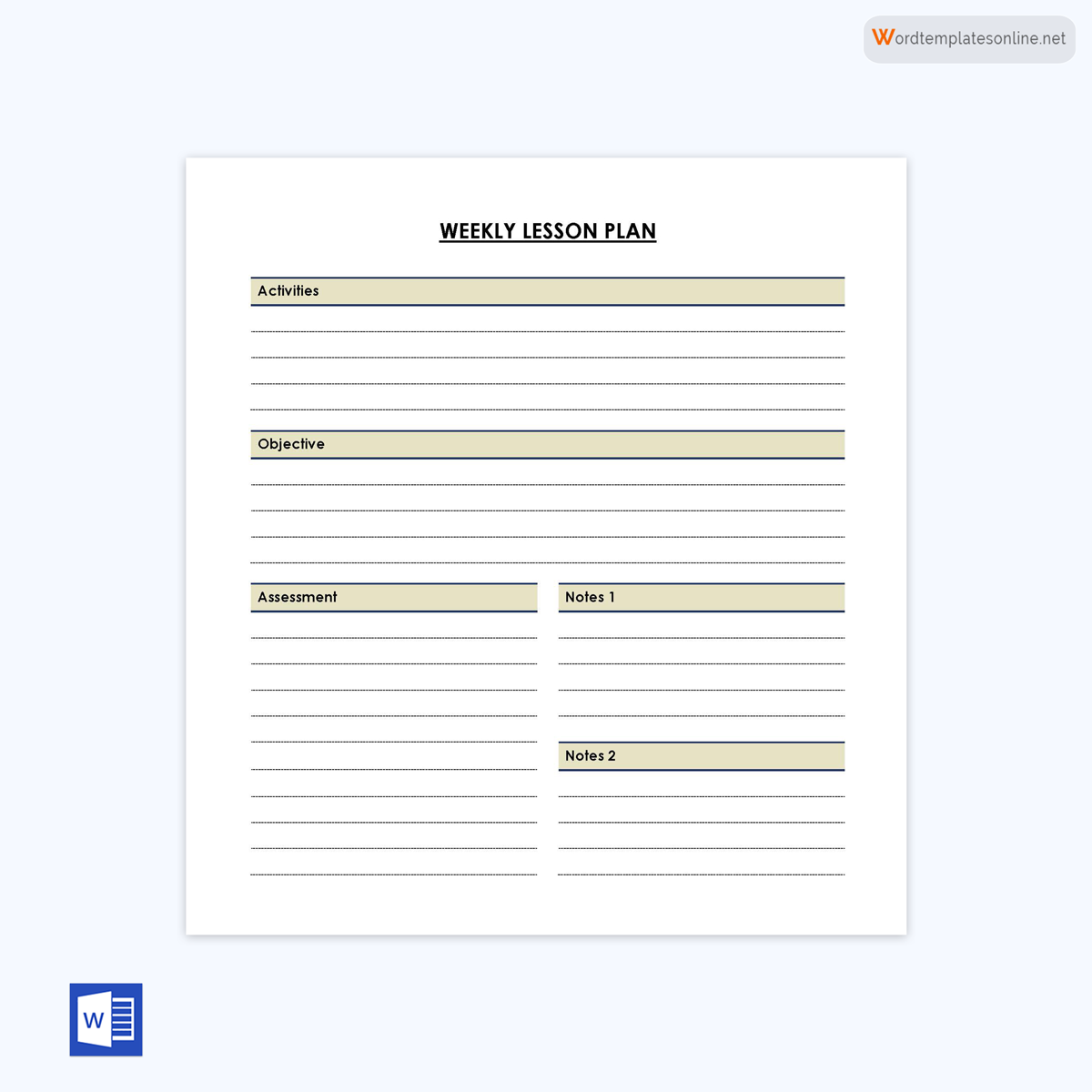 Free Weekly Lesson Plan Template 11 for Word File
