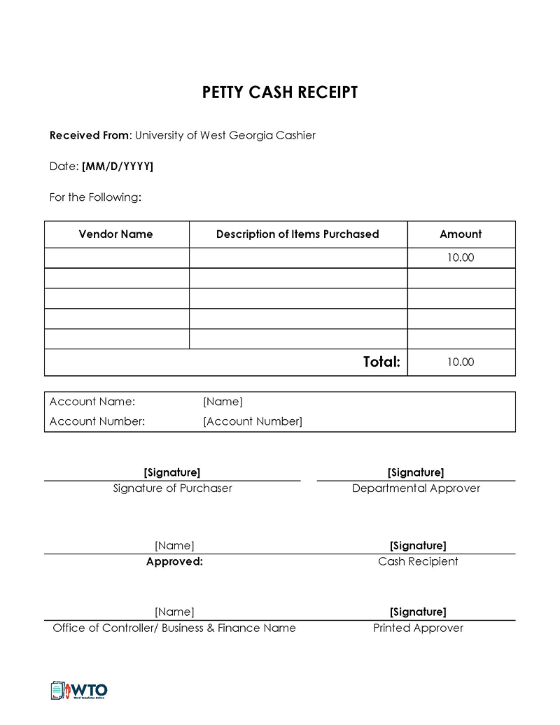 Free Petty Cash Receipt Template 05 for Word File