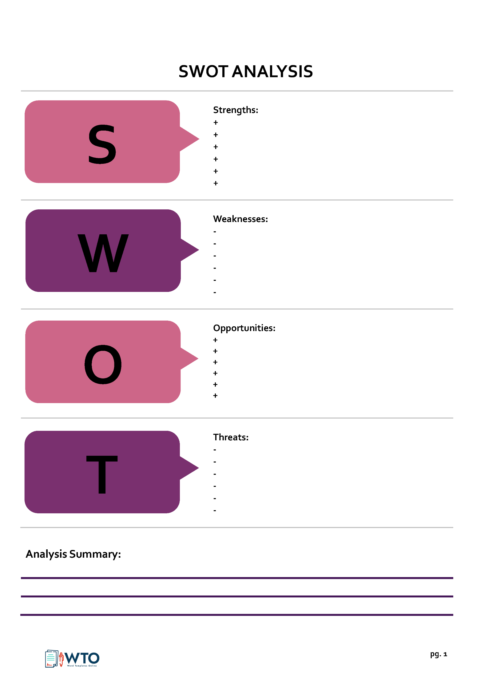 SWOT Analysis Template with Free Download
