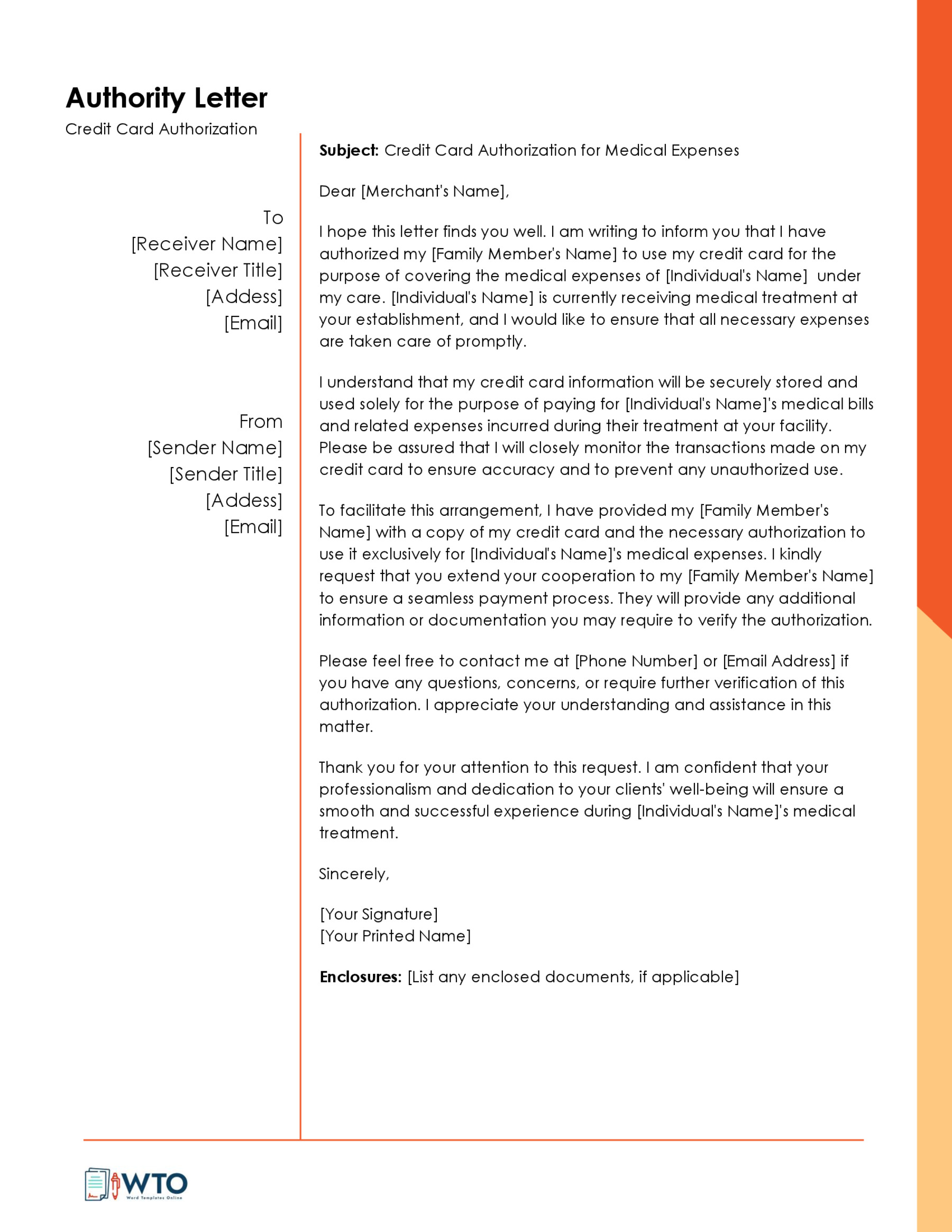 Template Credit Card Authorization Letter-Free Download In Ms Word