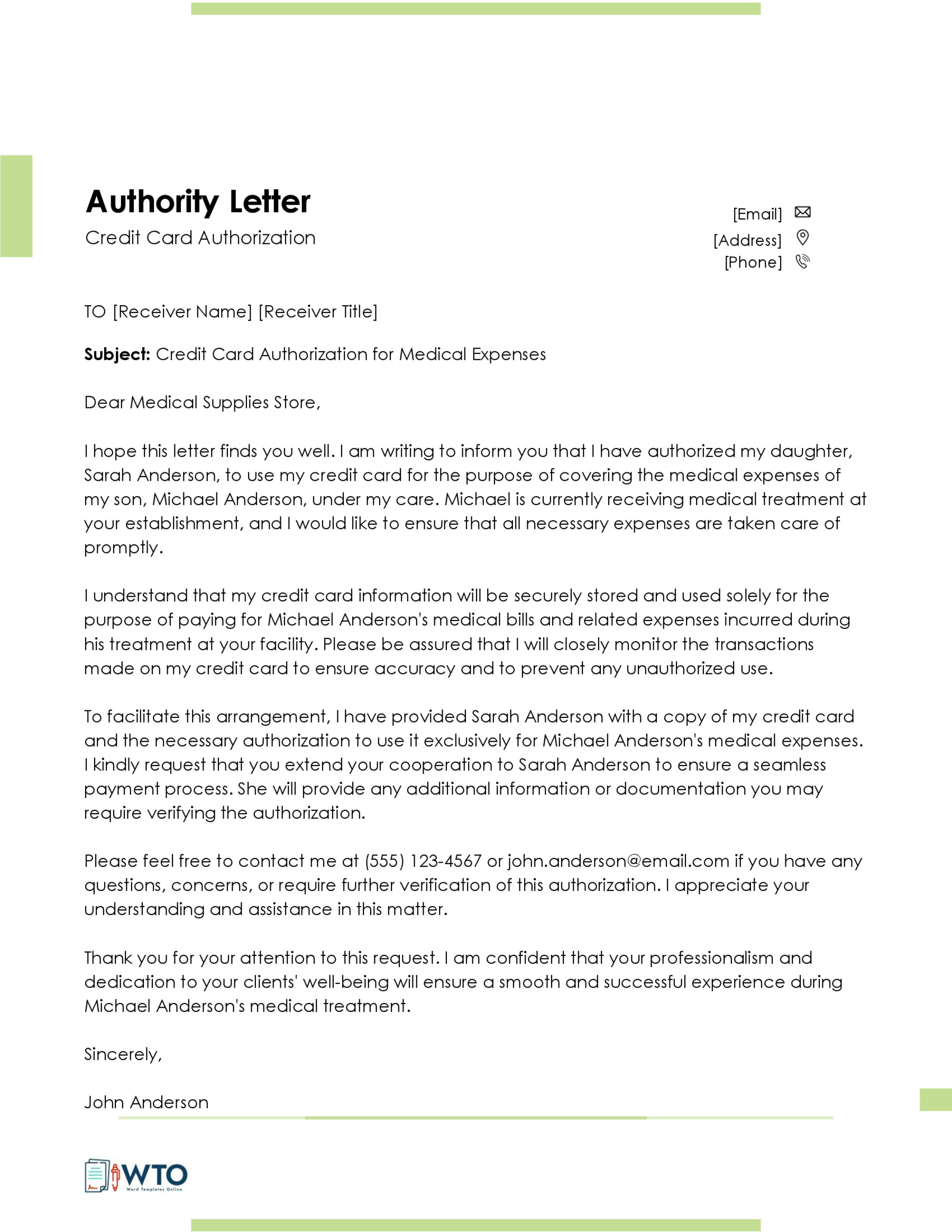 Sample Credit Card Authorization Letter-Downloadable
