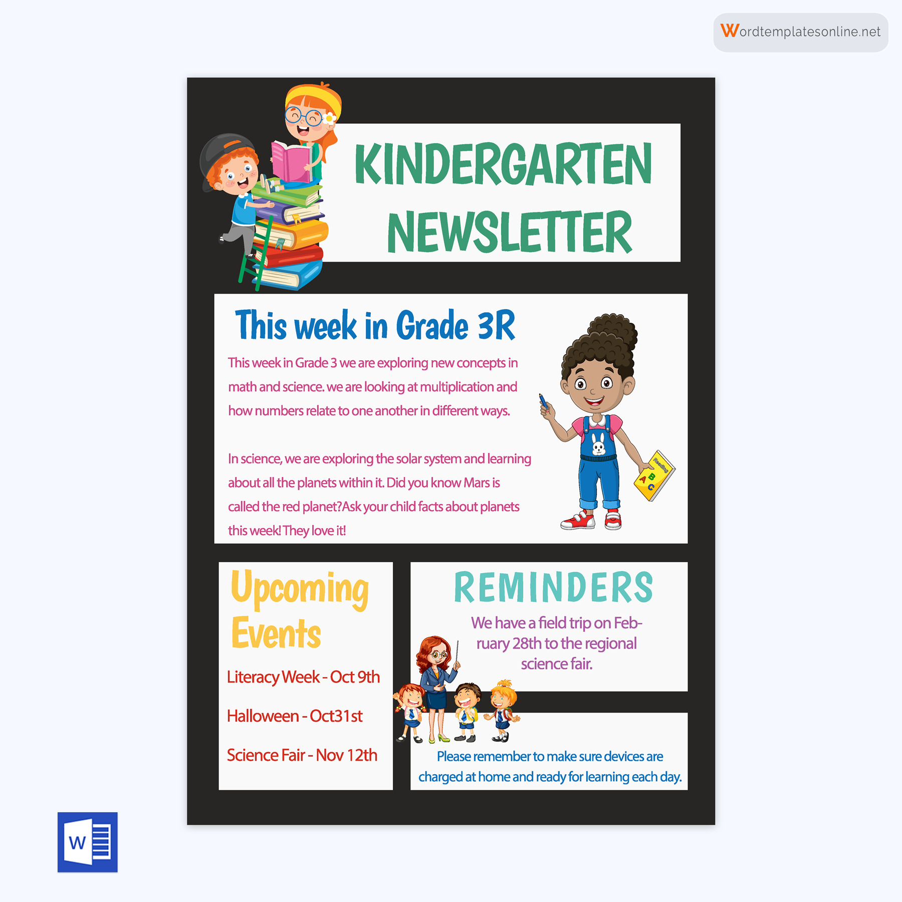 Editable Kindergarten Newsletter Layout
