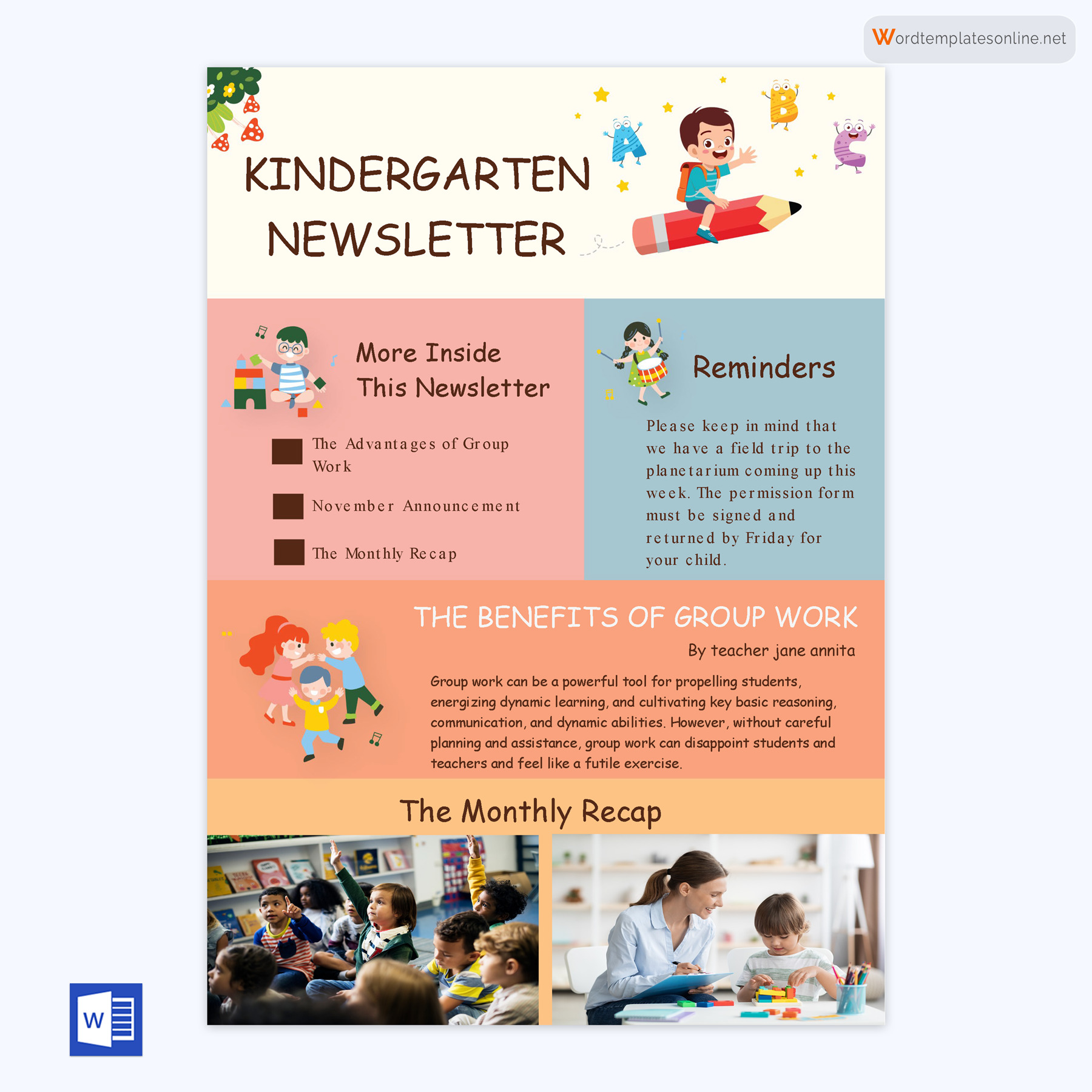 Printable Kindergarten Newsletter Format