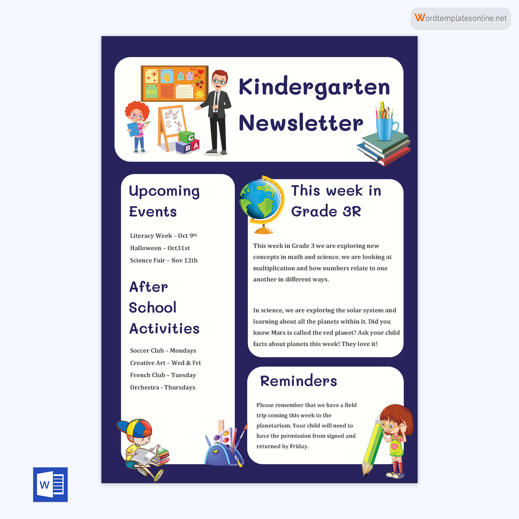 Kindergarten Newsletter Template Excel