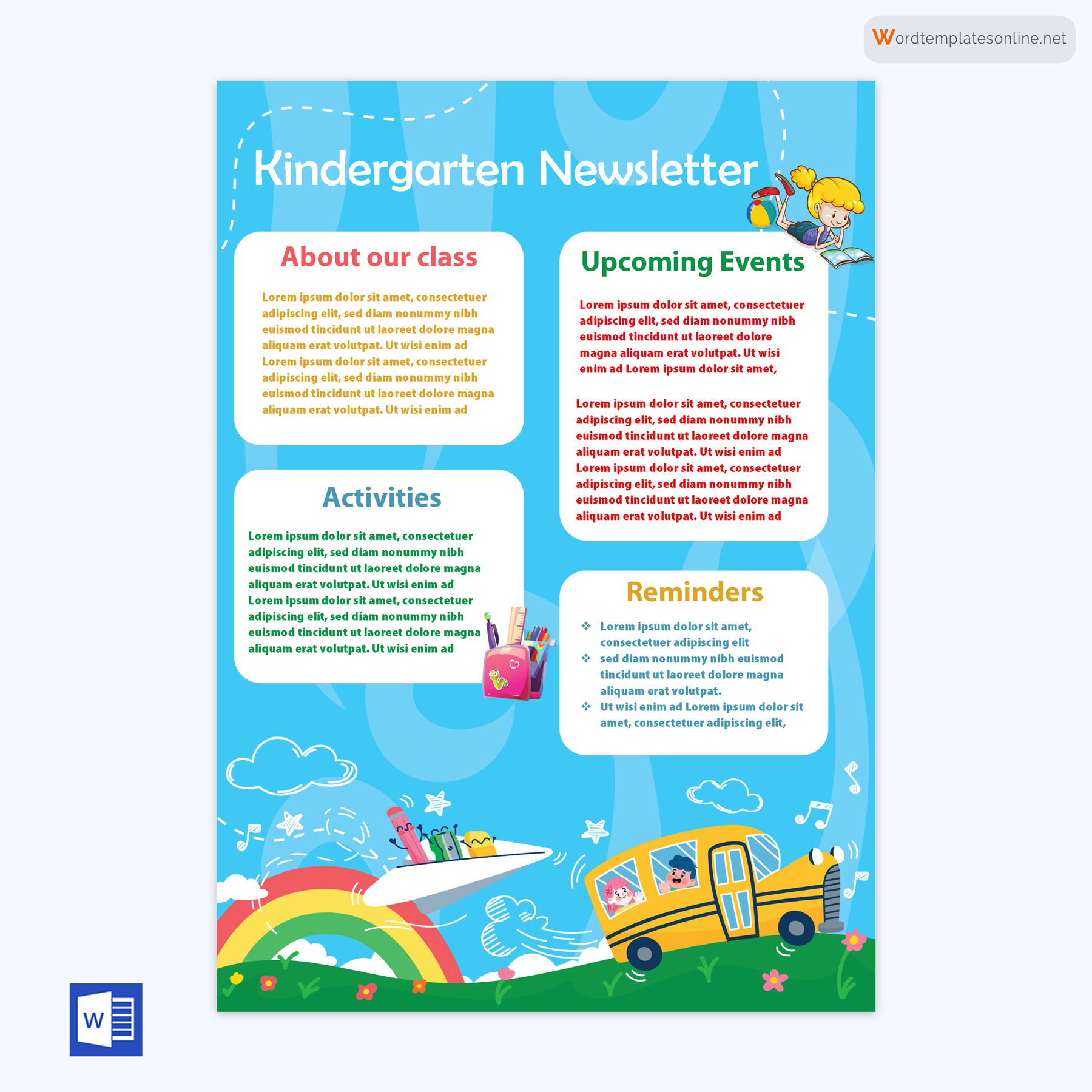 Customizable Kindergarten Newsletter Layout