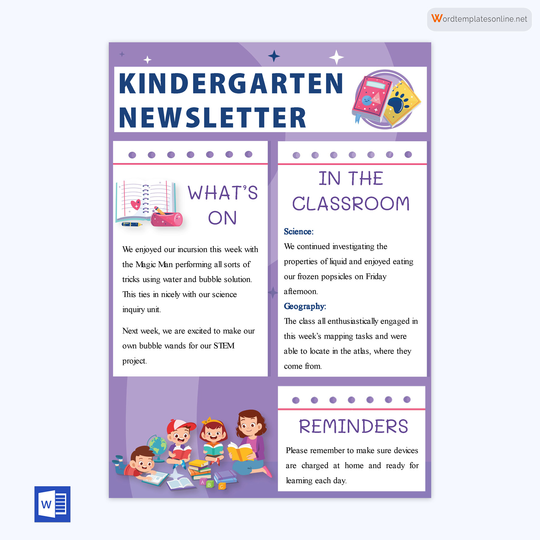 Kindergarten Newsletter Design Sample