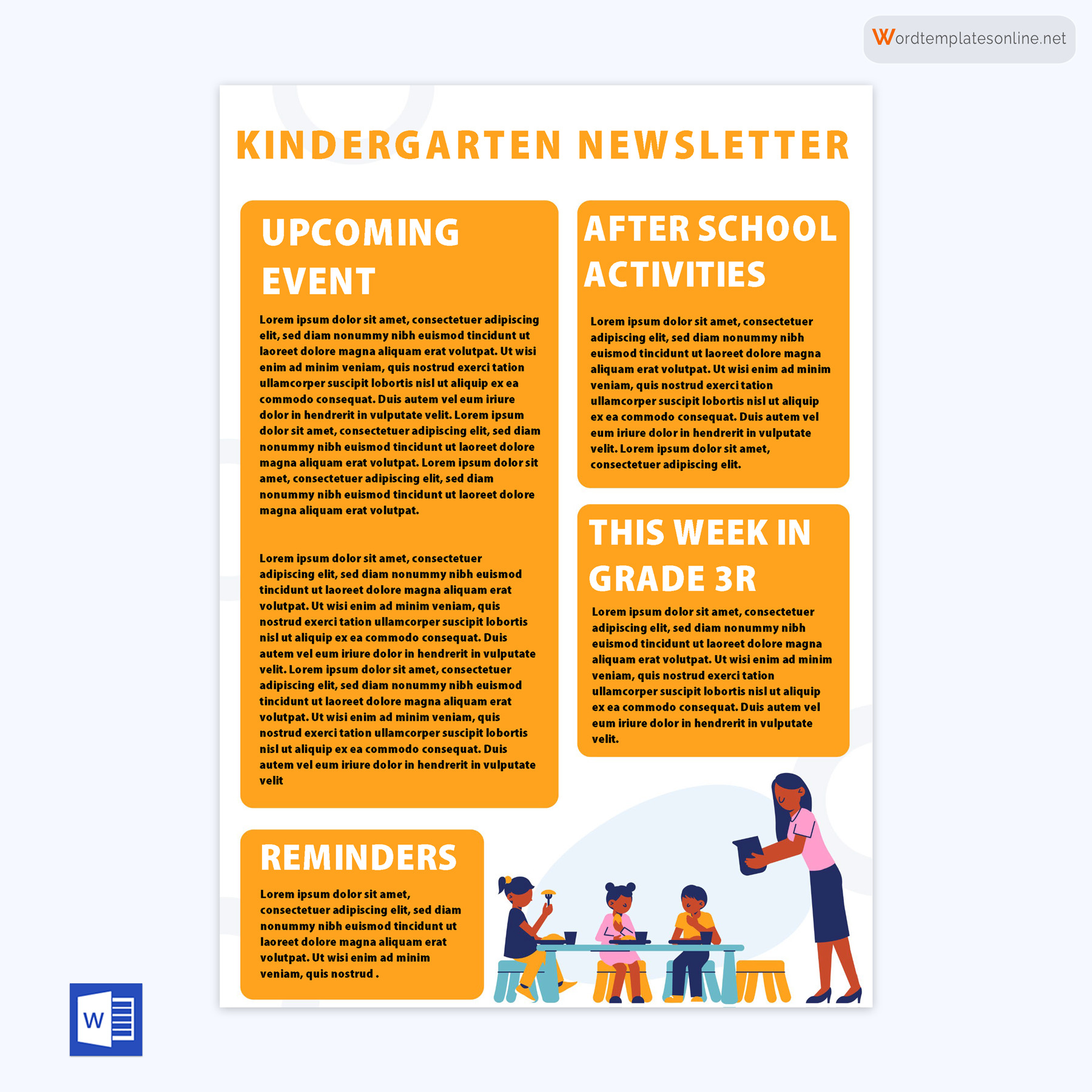 Word Kindergarten Newsletter Template