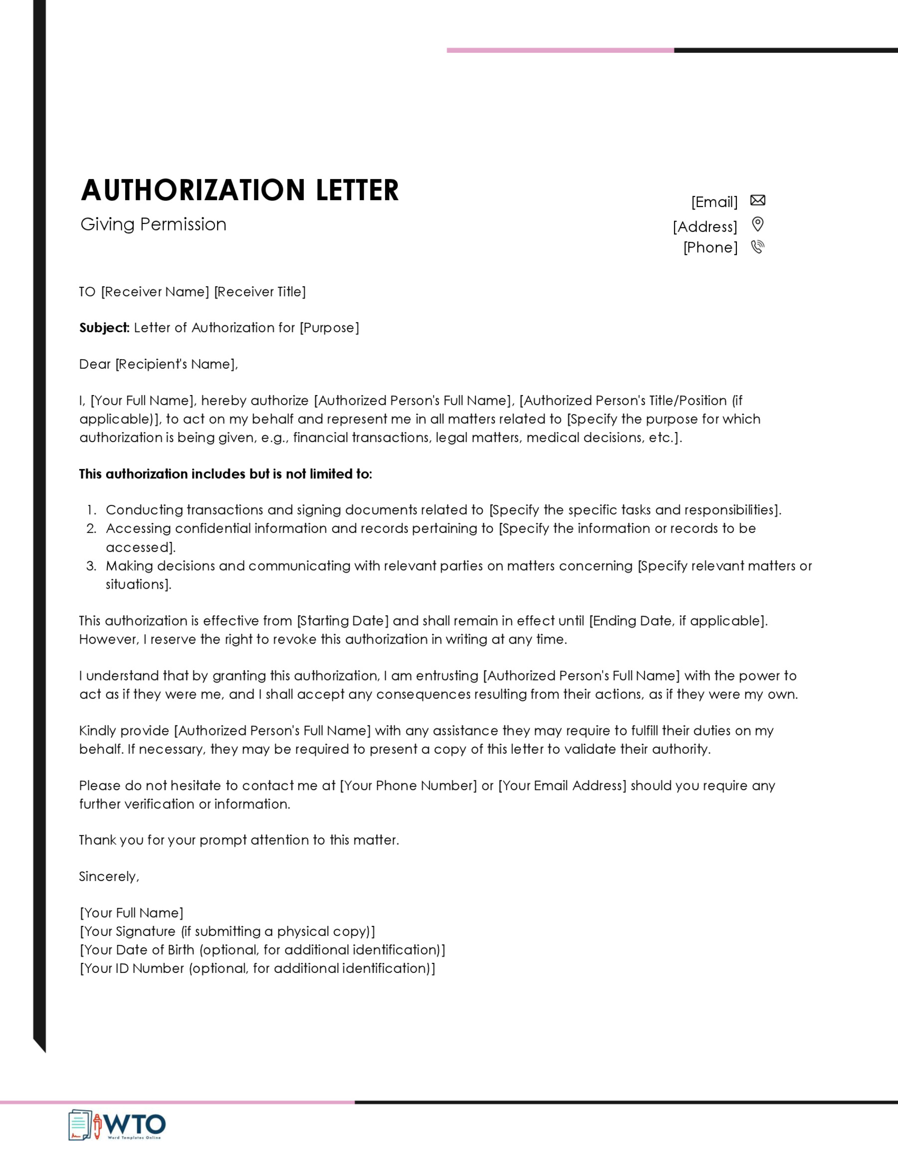 52 Best Authorization Letter Samples (Free Templates)