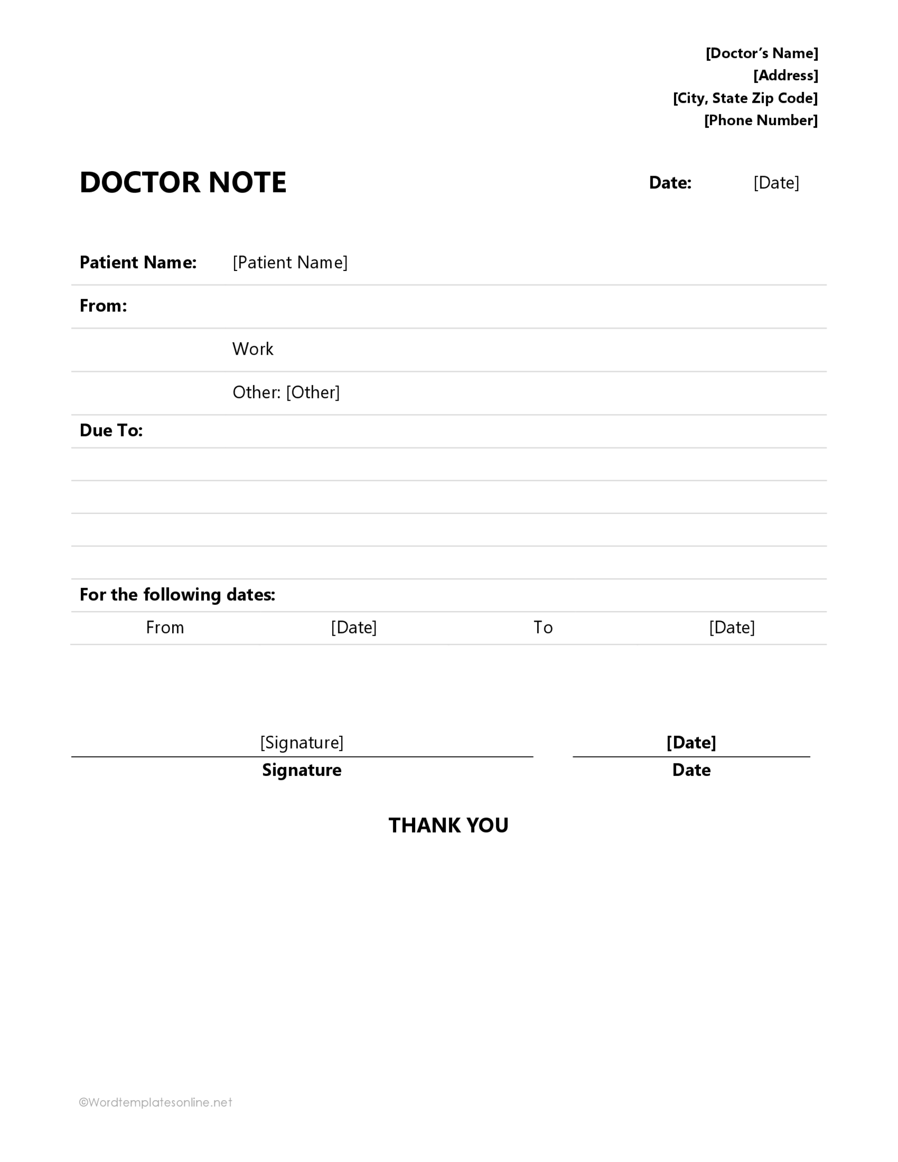 Printable Eye Doctor Note Format Sample