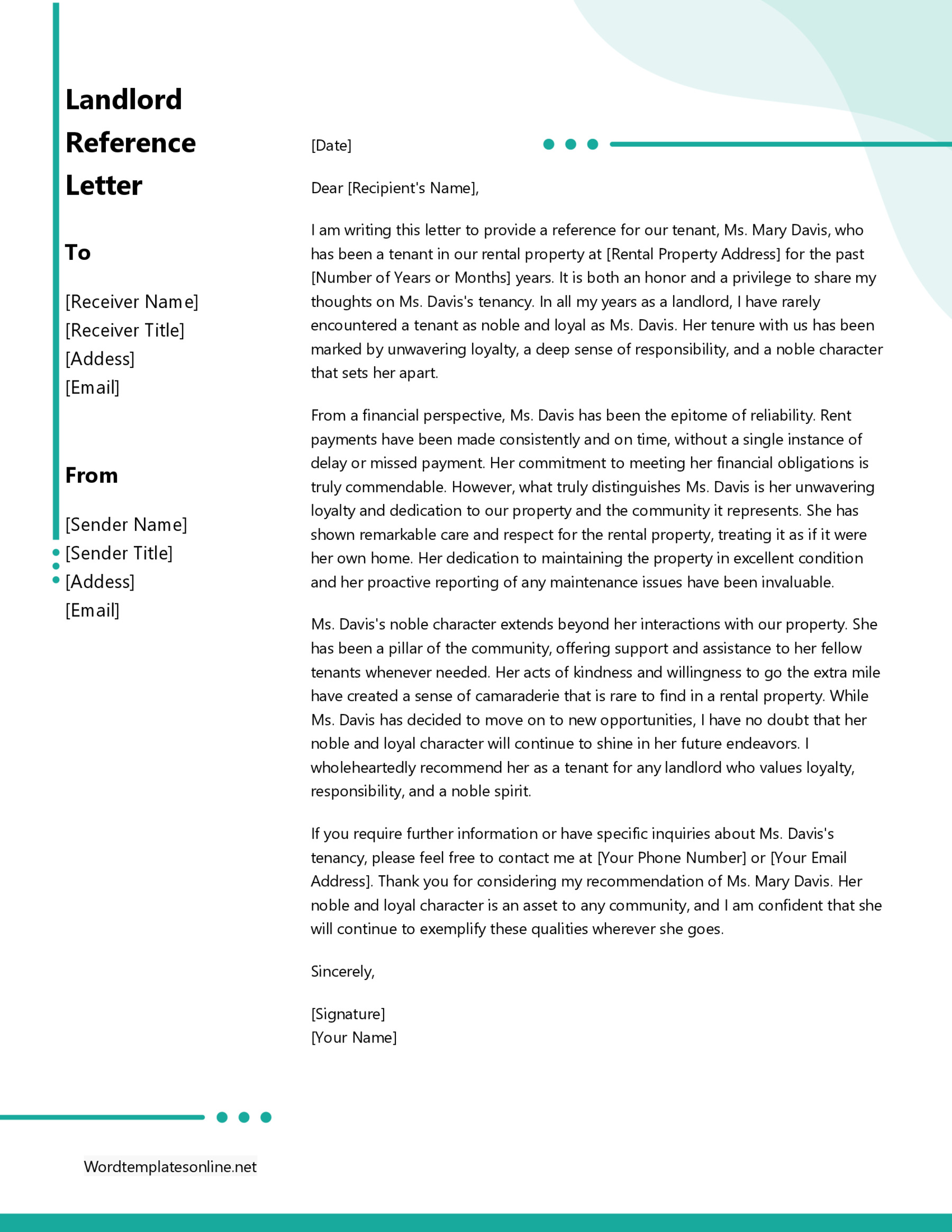 Free Landlord Recommendation Letter Sample
