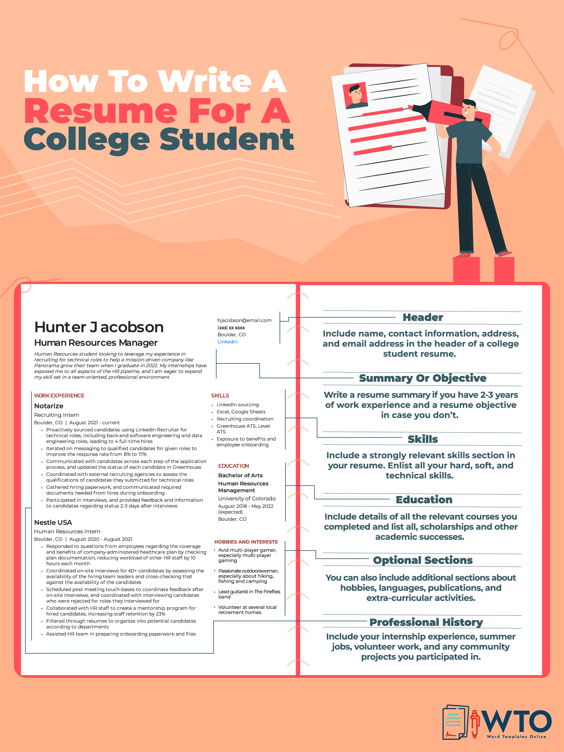 This infographic is about how to write a college student resume.