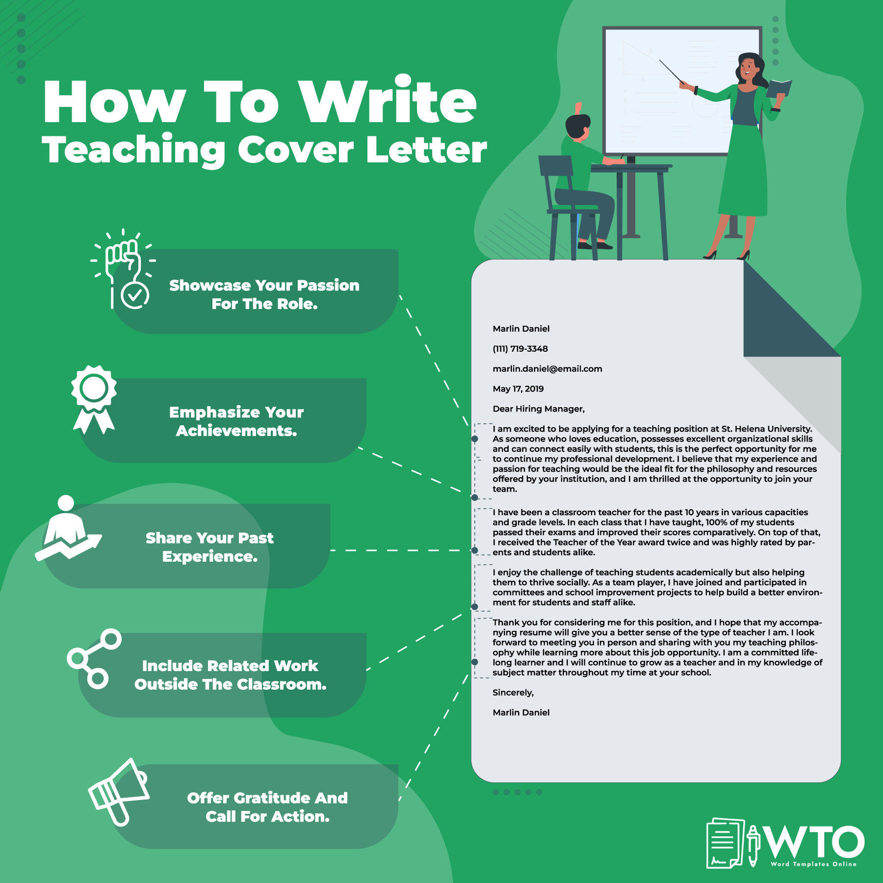 This infographic is about how to write teaching cover letter.