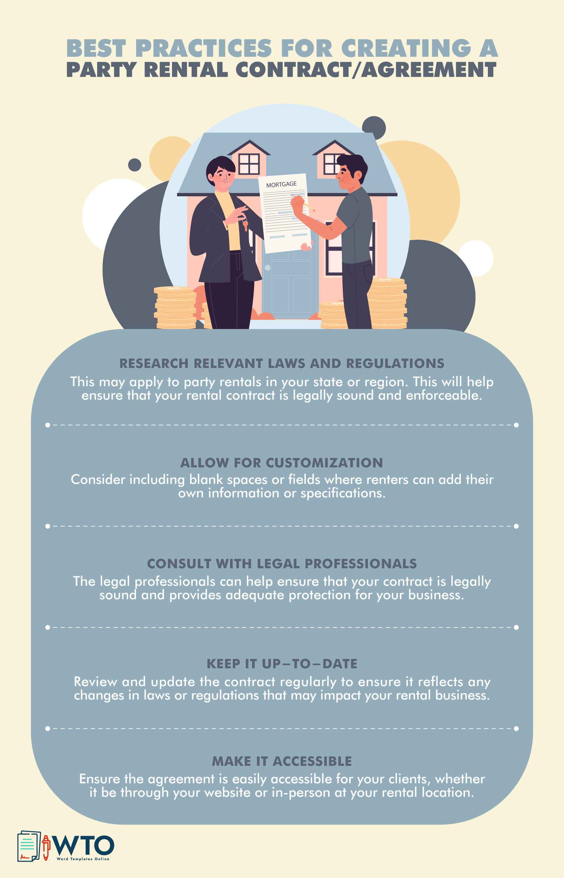 This infographic is about the best practices to create party rental agreement.