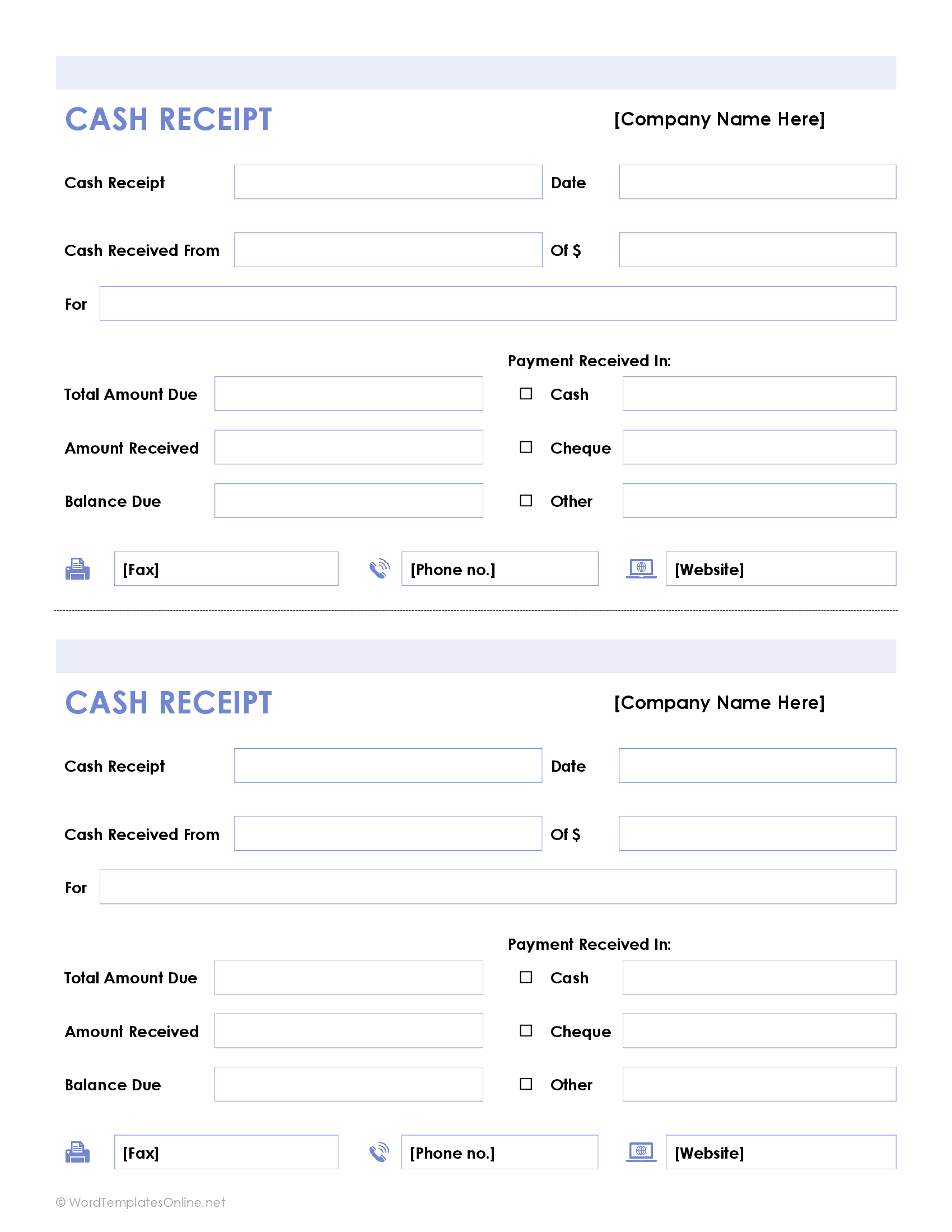 Printable Cash Receipt Template Free - Printable Templates Free